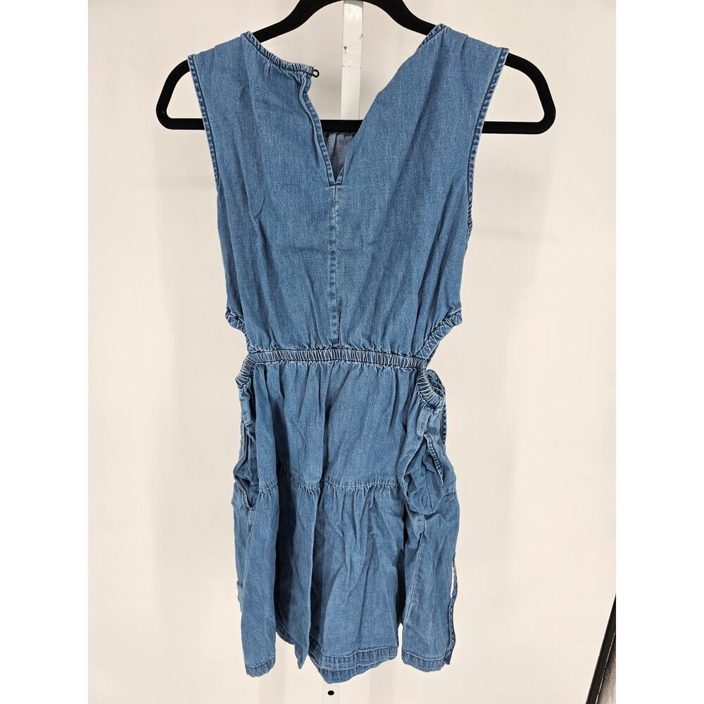 Gap Womens Sz S Denim Side-Tie Cutout Mini Dress Blue Jean Sleeveless - Picture 4 of 4